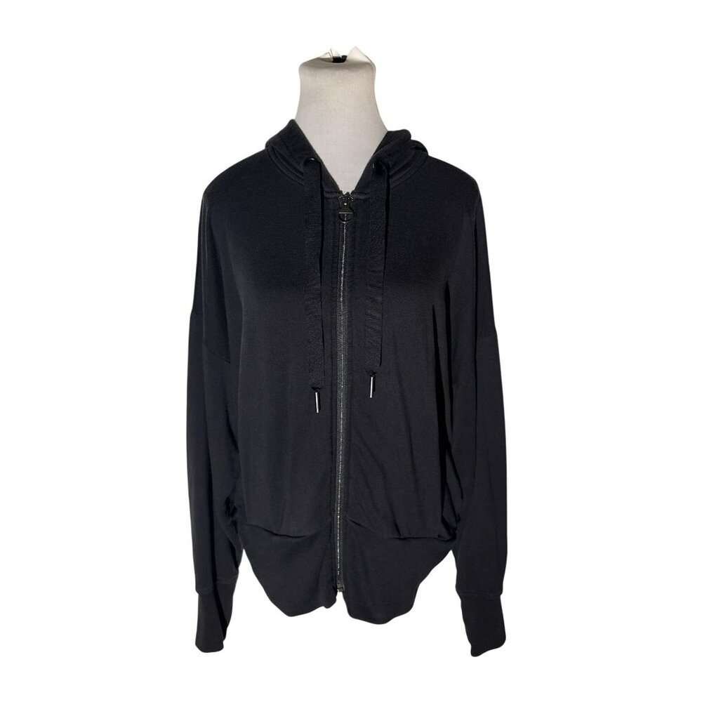 Athleta Black Balance Zip-Up  Soft Lightweight Hoodie Sweatshirt Size M/T